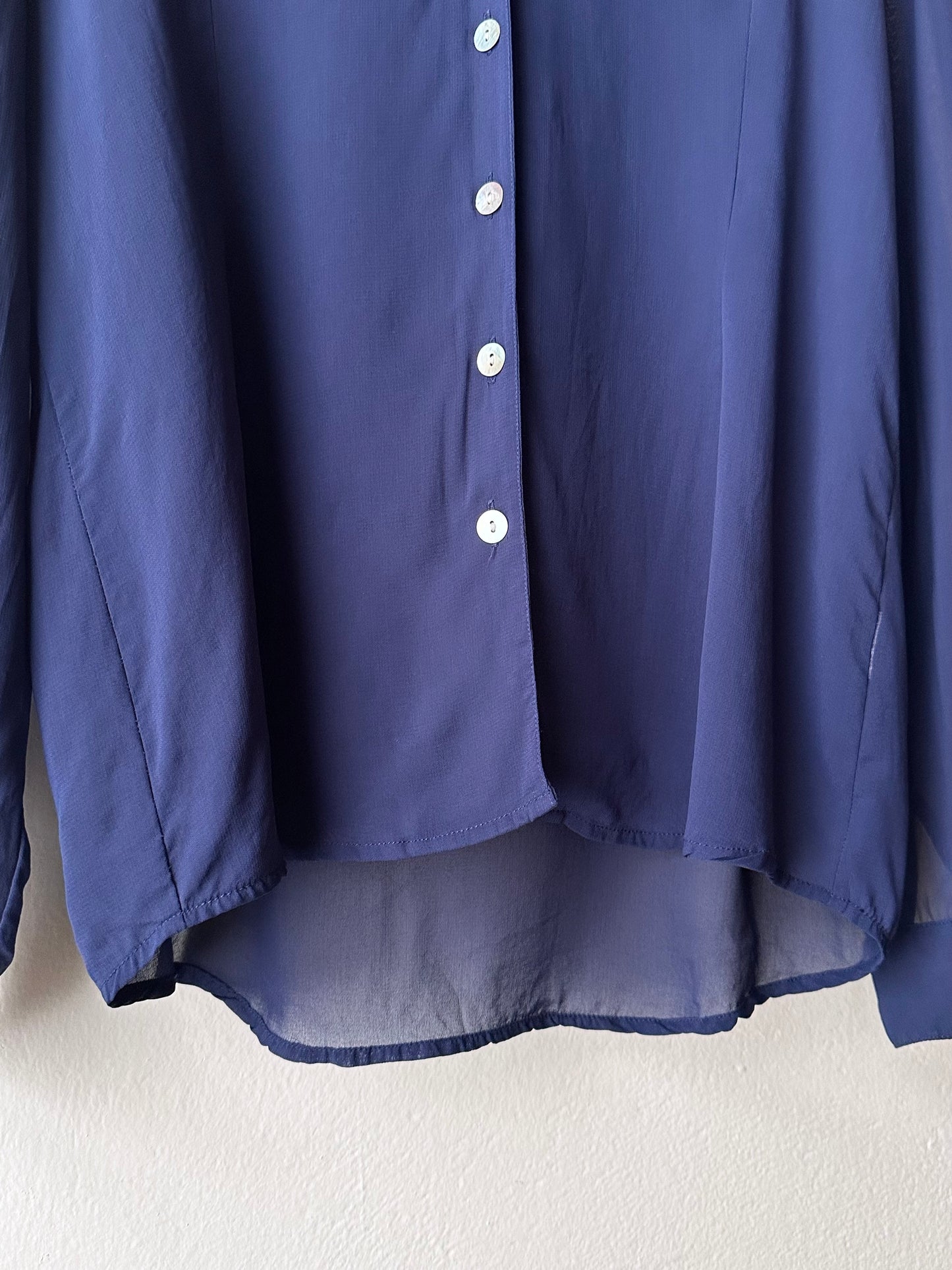 Hooded sheer shirt jacket in navy