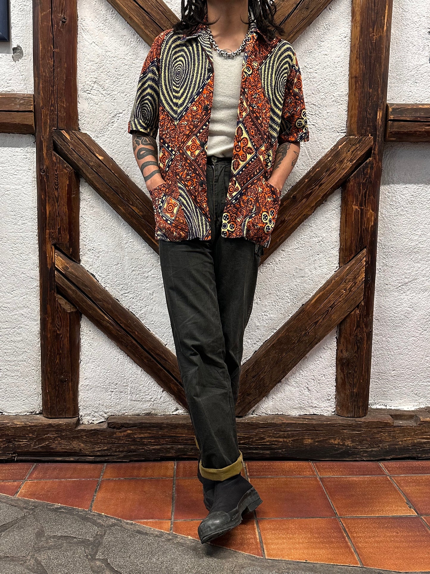 60's Leisure shirt 60年代 レジャー シャツ ヴィンテージ Toto Praha Vintage clothing store Antique shop Prague 古着屋 アンティークショップ プラハ ユーロ古着  ヨーロッパ古着 古着卸 