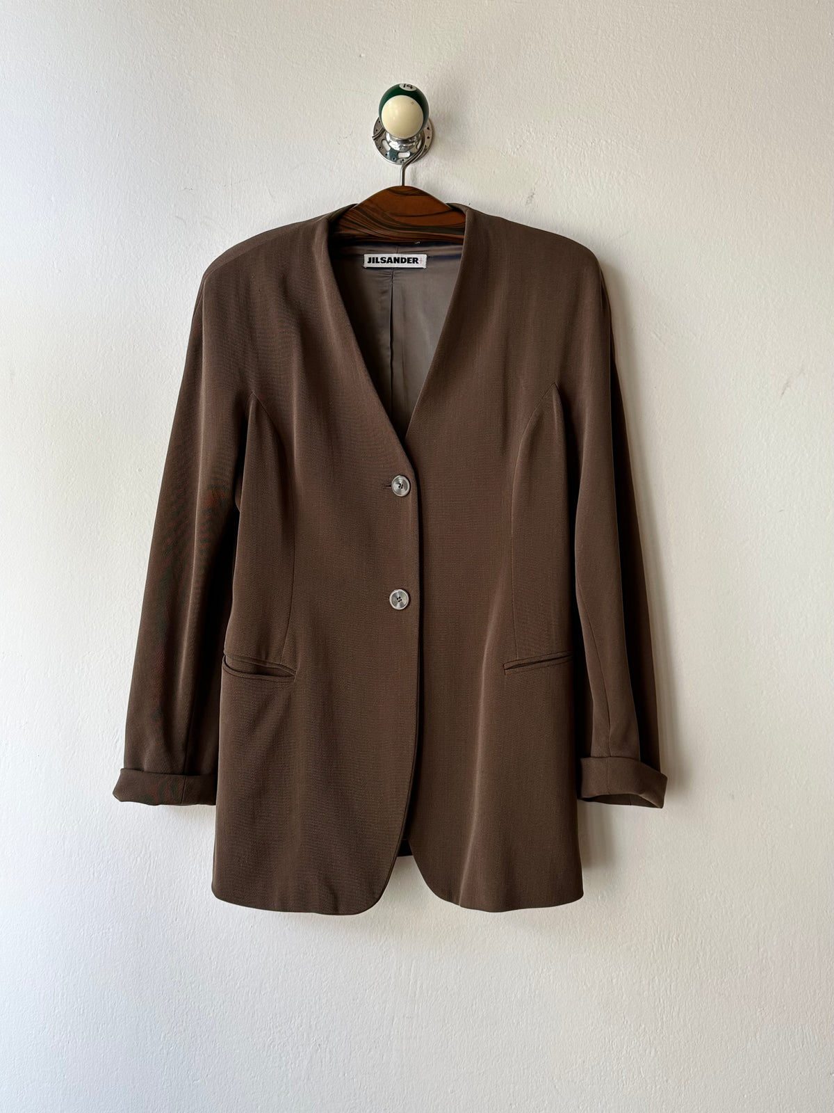 1980s JIL SANDER wool silk collarless jacket