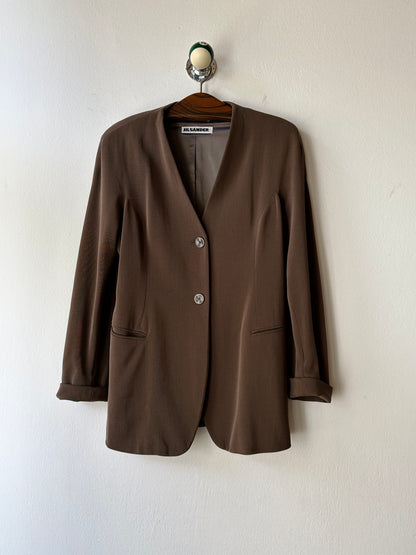 1980s JIL SANDER wool silk collarless jacket
