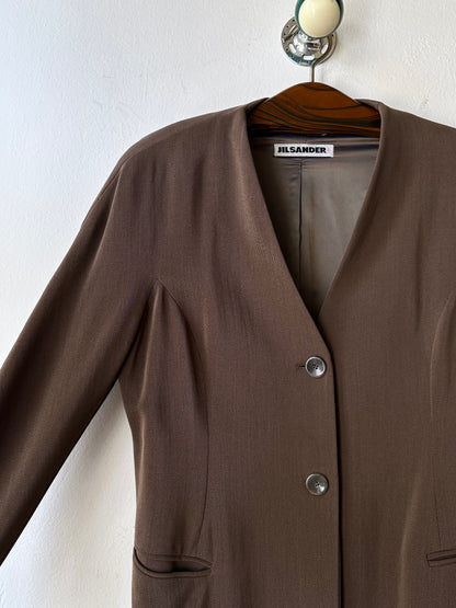 1980s JIL SANDER wool silk collarless jacket