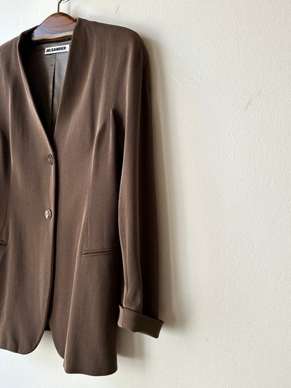 1980s JIL SANDER wool silk collarless jacket