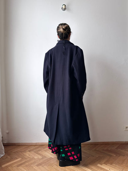 90s cashmere mix double breast navy coat
