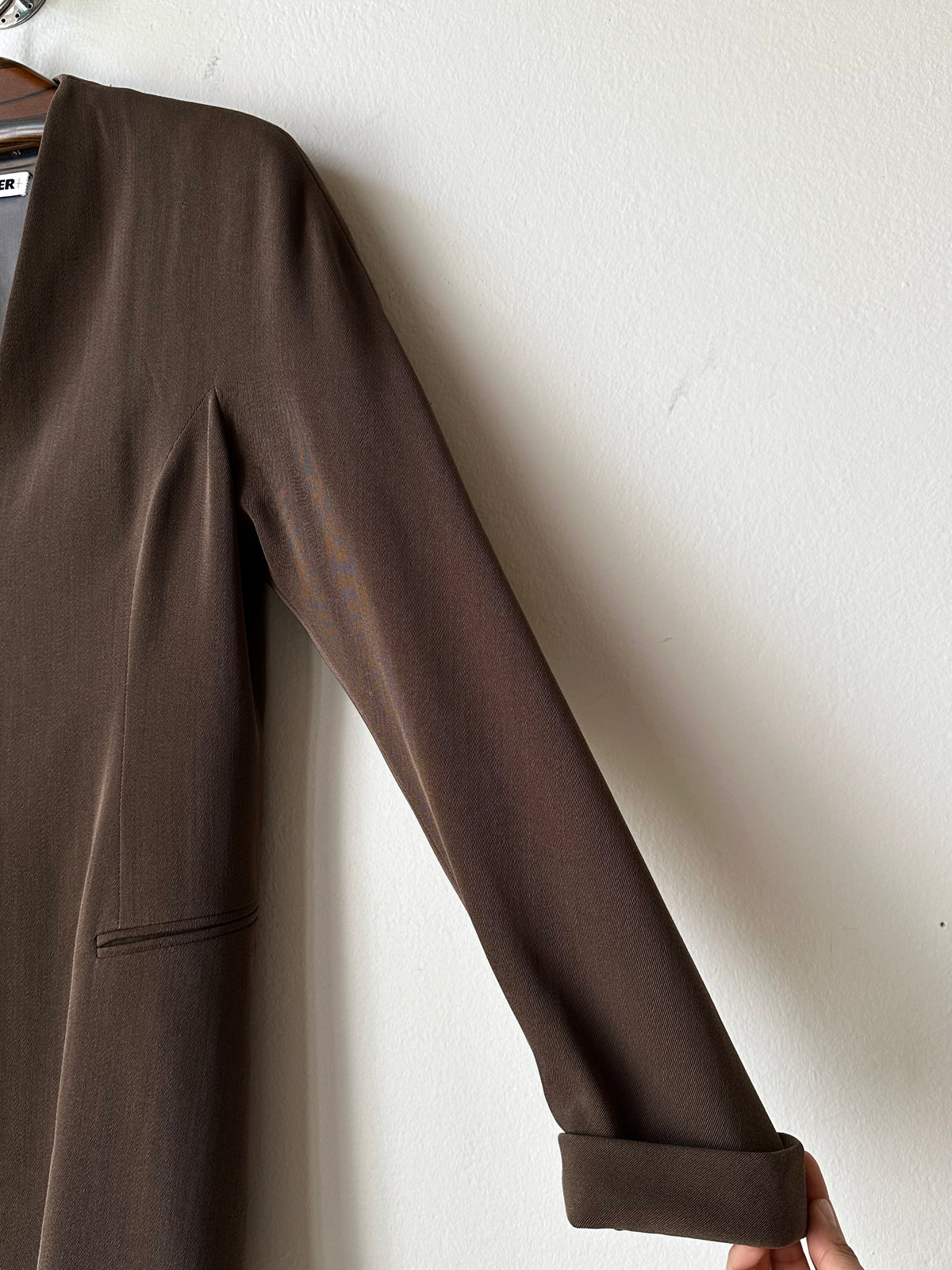 1980s JIL SANDER wool silk collarless jacket