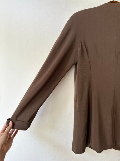1980s JIL SANDER wool silk collarless jacket