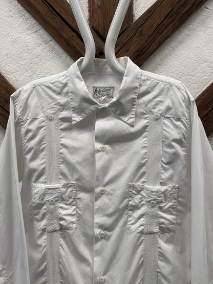 60s Mexican Guayabera Shirt 60年代 キューバシャツ Cuba shirt ヴィンテージ 白シャツ White shirt Toto Praha Vintage clothing store Antique shop Prague 古着屋 アンティークショップ プラハ ユーロ古着  ヨーロッパ古着 古着卸 