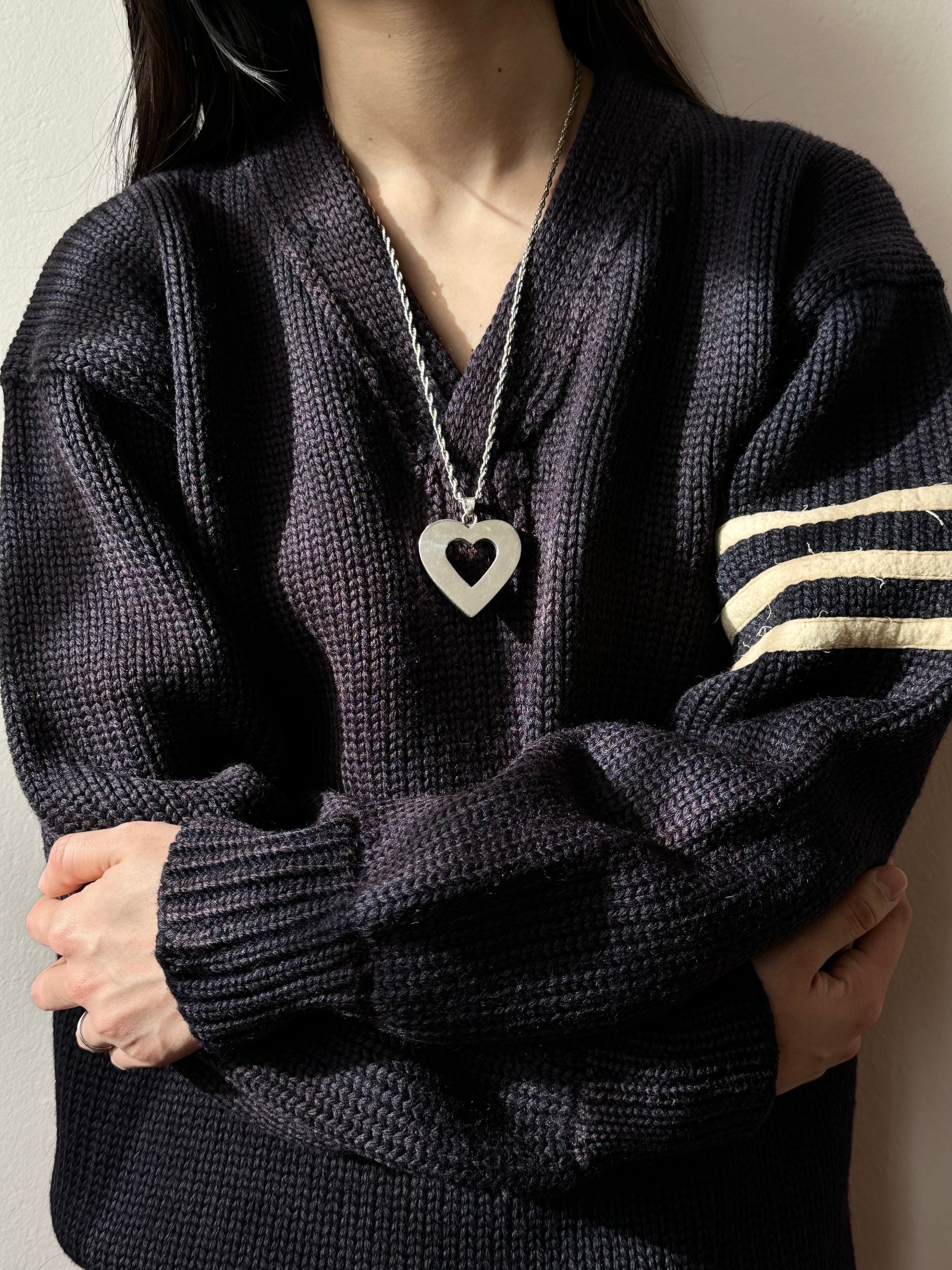 silver 925 heart charm necklace vintage rope twist chain ハート ハートネックレス シルバー チャーム ペンダント