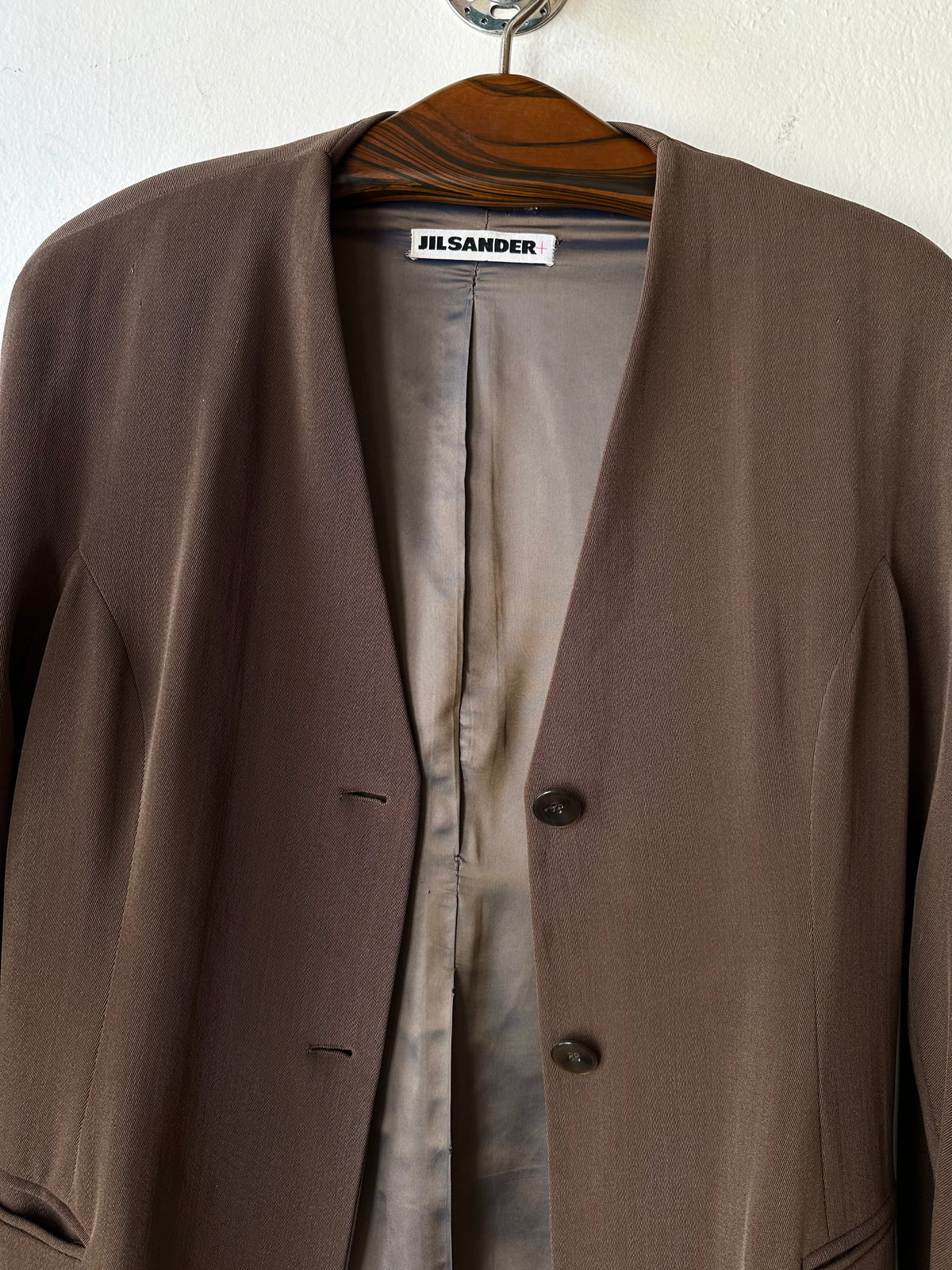1980s JIL SANDER wool silk collarless jacket