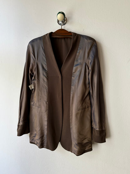 1980s JIL SANDER wool silk collarless jacket