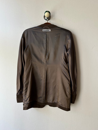 1980s JIL SANDER wool silk collarless jacket