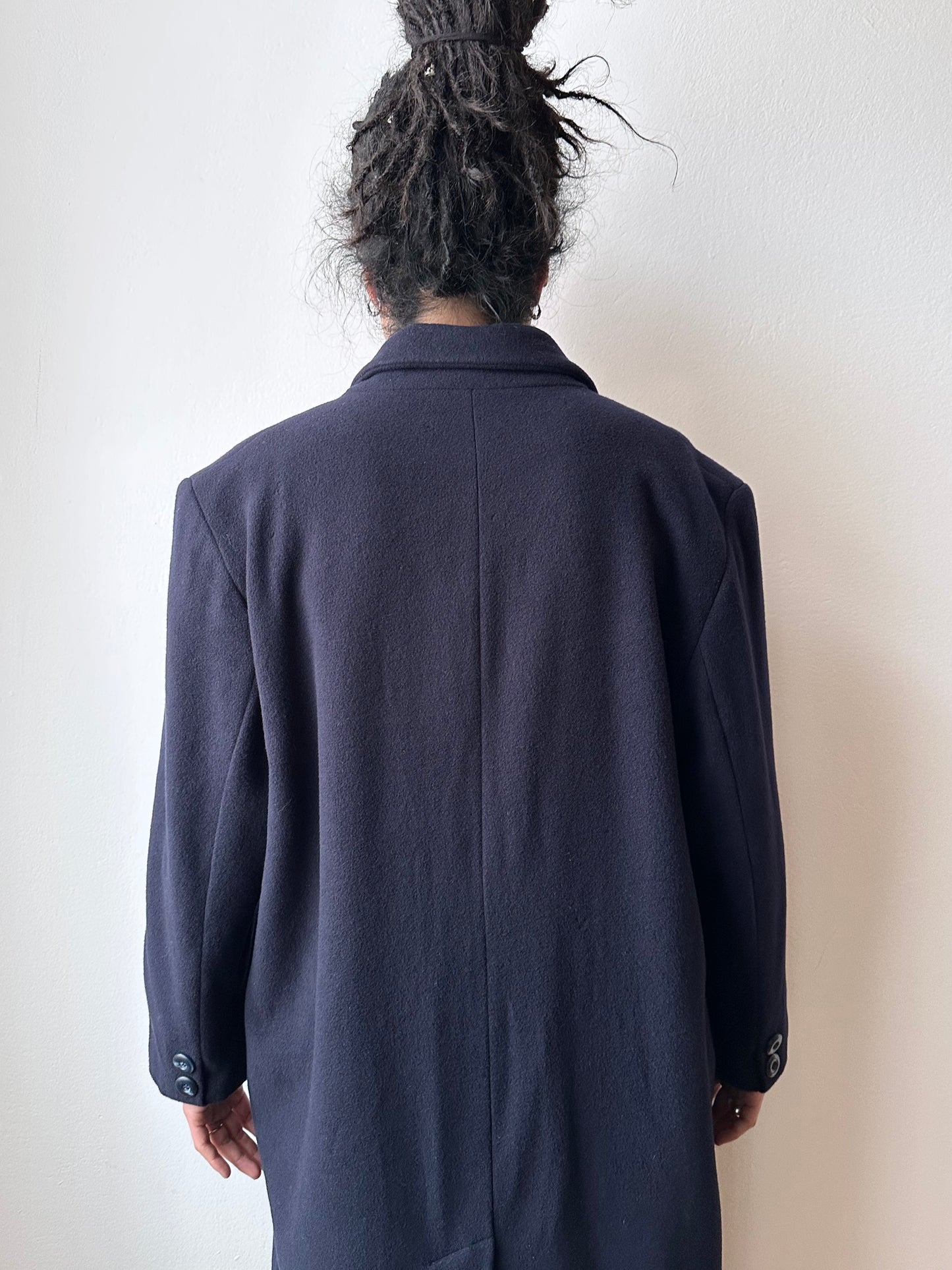 90s cashmere mix double breast navy coat