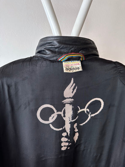 90s Adidas Olympic centennial collection Leather coat