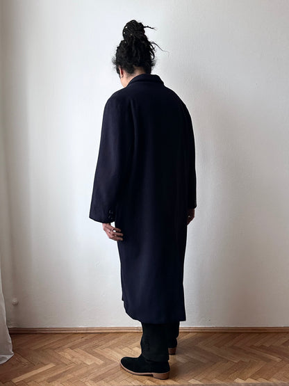 90s cashmere mix double breast navy coat