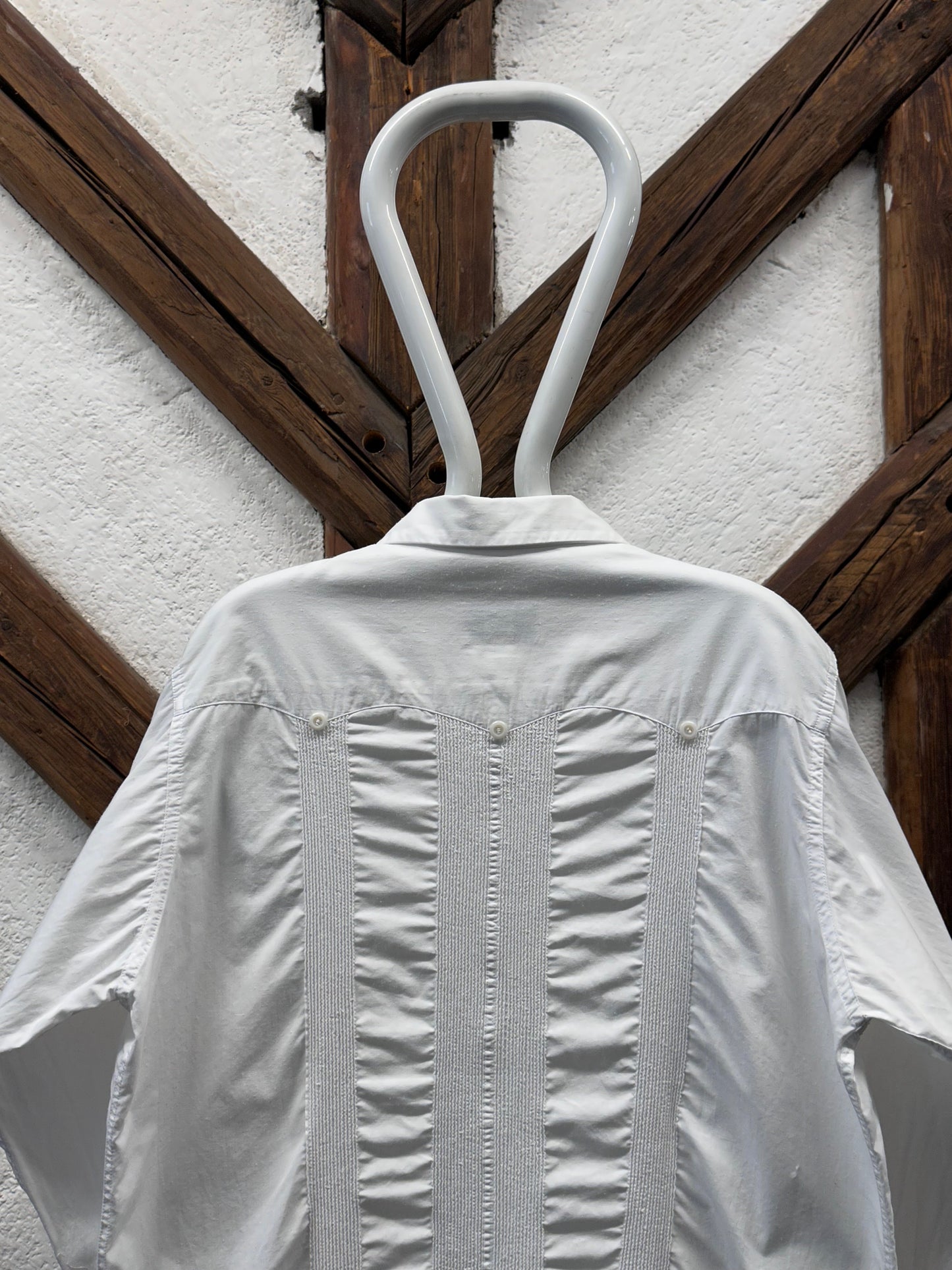 60s Mexican Guayabera Shirt 60年代 キューバシャツ Cuba shirt ヴィンテージ 白シャツ White shirt Toto Praha Vintage clothing store Antique shop Prague 古着屋 アンティークショップ プラハ ユーロ古着  ヨーロッパ古着 古着卸 