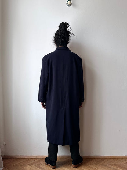 90s cashmere mix double breast navy coat