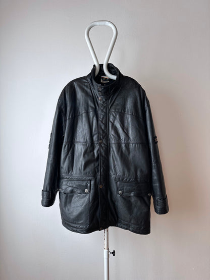 90s Adidas Olympic centennial collection Leather coat