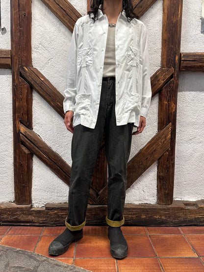 60s Mexican Guayabera Shirt 60年代 キューバシャツ Cuba shirt ヴィンテージ 白シャツ White shirt Toto Praha Vintage clothing store Antique shop Prague 古着屋 アンティークショップ プラハ ユーロ古着  ヨーロッパ古着 古着卸 