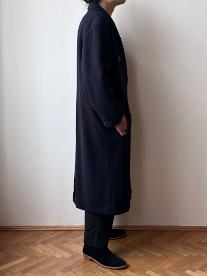 90s cashmere mix double breast navy coat