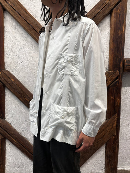 60s Mexican Guayabera Shirt 60年代 キューバシャツ Cuba shirt ヴィンテージ 白シャツ White shirt Toto Praha Vintage clothing store Antique shop Prague 古着屋 アンティークショップ プラハ ユーロ古着  ヨーロッパ古着 古着卸 
