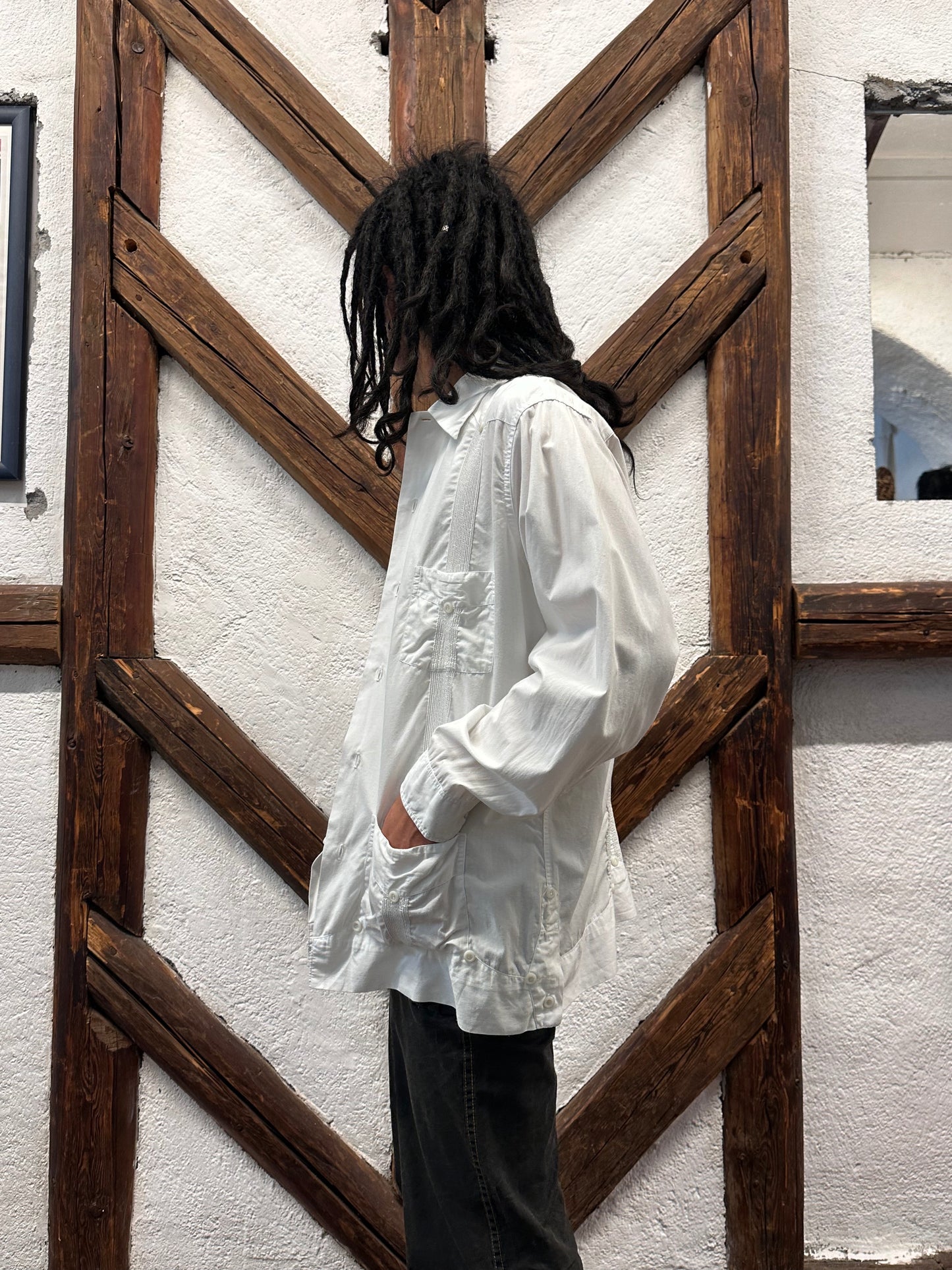 60s Mexican Guayabera Shirt 60年代 キューバシャツ Cuba shirt ヴィンテージ 白シャツ White shirt Toto Praha Vintage clothing store Antique shop Prague 古着屋 アンティークショップ プラハ ユーロ古着  ヨーロッパ古着 古着卸 