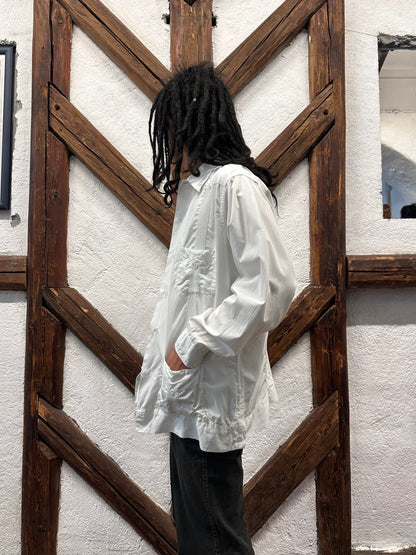 60s Mexican Guayabera Shirt 60年代 キューバシャツ Cuba shirt ヴィンテージ 白シャツ White shirt Toto Praha Vintage clothing store Antique shop Prague 古着屋 アンティークショップ プラハ ユーロ古着  ヨーロッパ古着 古着卸 