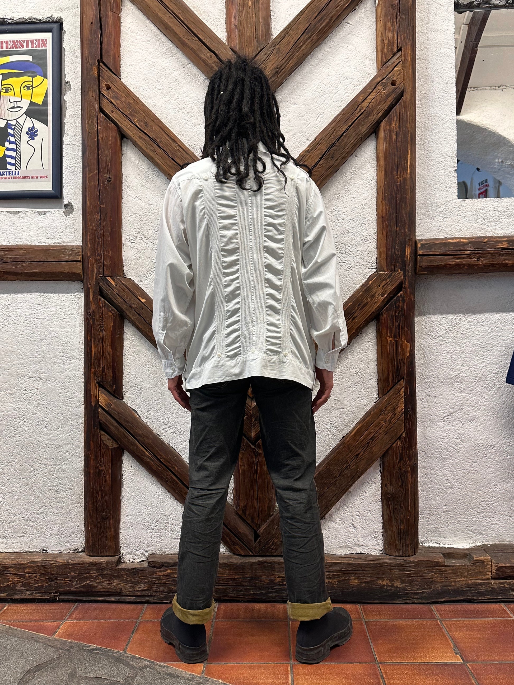 60s Mexican Guayabera Shirt 60年代 キューバシャツ Cuba shirt ヴィンテージ 白シャツ White shirt Toto Praha Vintage clothing store Antique shop Prague 古着屋 アンティークショップ プラハ ユーロ古着  ヨーロッパ古着 古着卸 