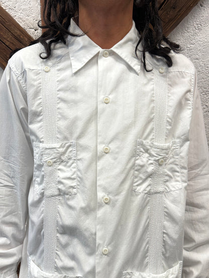 60s Mexican Guayabera Shirt 60年代 キューバシャツ Cuba shirt ヴィンテージ 白シャツ White shirt Toto Praha Vintage clothing store Antique shop Prague 古着屋 アンティークショップ プラハ ユーロ古着  ヨーロッパ古着 古着卸 