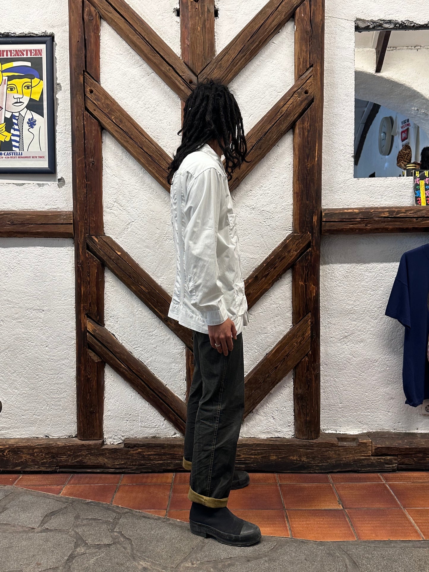 60s Mexican Guayabera Shirt 60年代 キューバシャツ Cuba shirt ヴィンテージ 白シャツ White shirt Toto Praha Vintage clothing store Antique shop Prague 古着屋 アンティークショップ プラハ ユーロ古着  ヨーロッパ古着 古着卸 