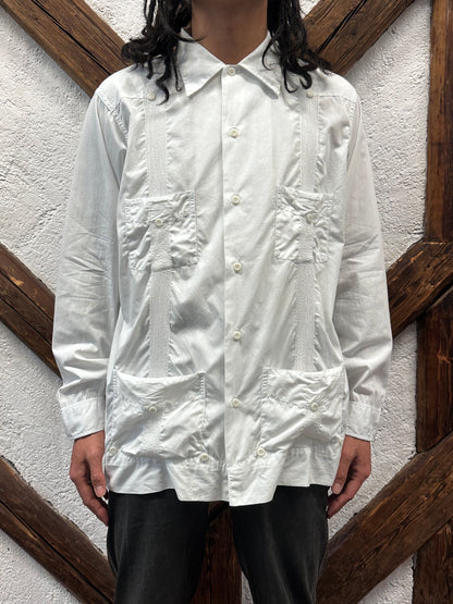 60s Mexican Guayabera Shirt 60年代 キューバシャツ Cuba shirt ヴィンテージ 白シャツ White shirt Toto Praha Vintage clothing store Antique shop Prague 古着屋 アンティークショップ プラハ ユーロ古着  ヨーロッパ古着 古着卸 
