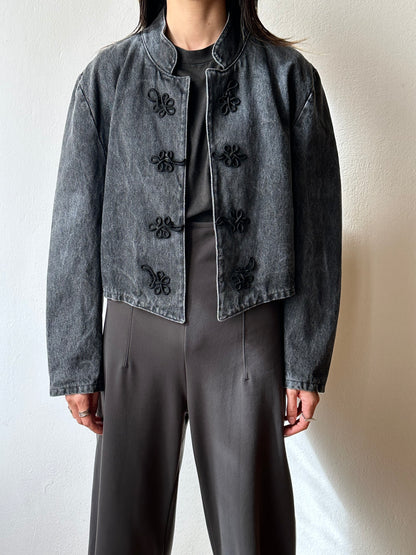 Black denim china jacket