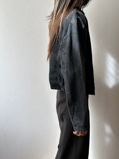 Black denim china jacket