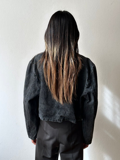 Black denim china jacket