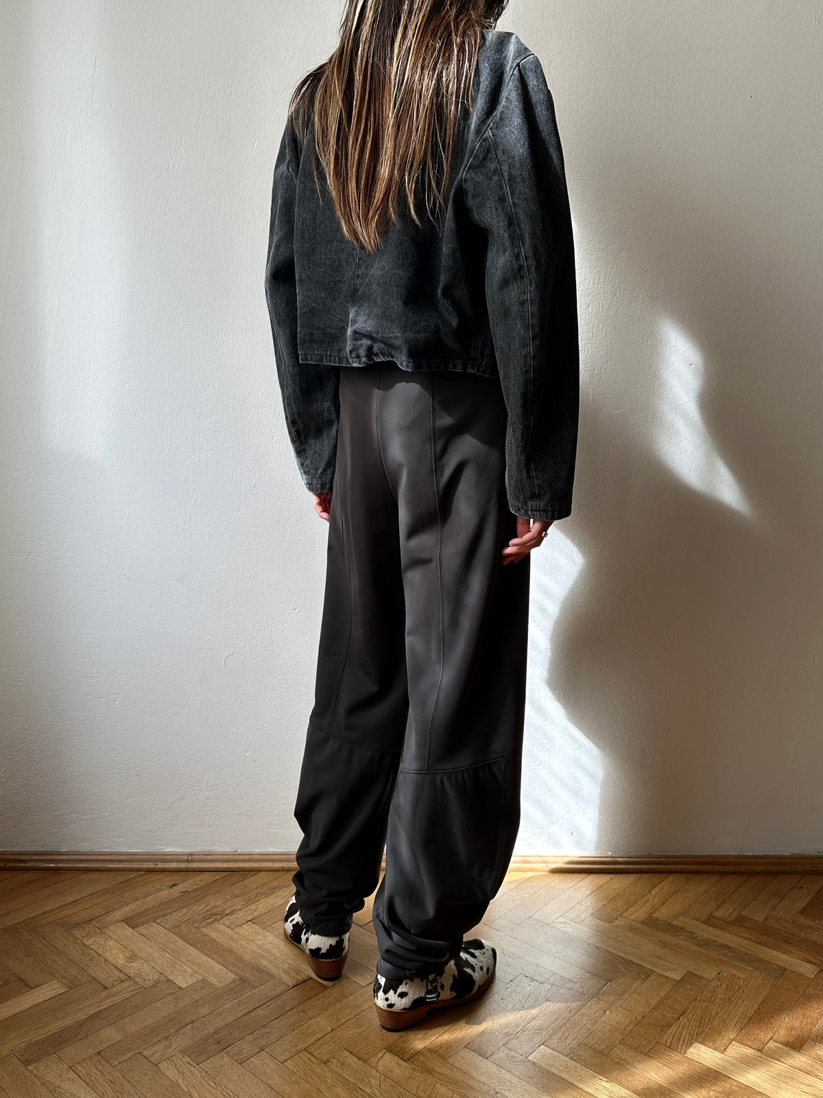 Black denim china jacket