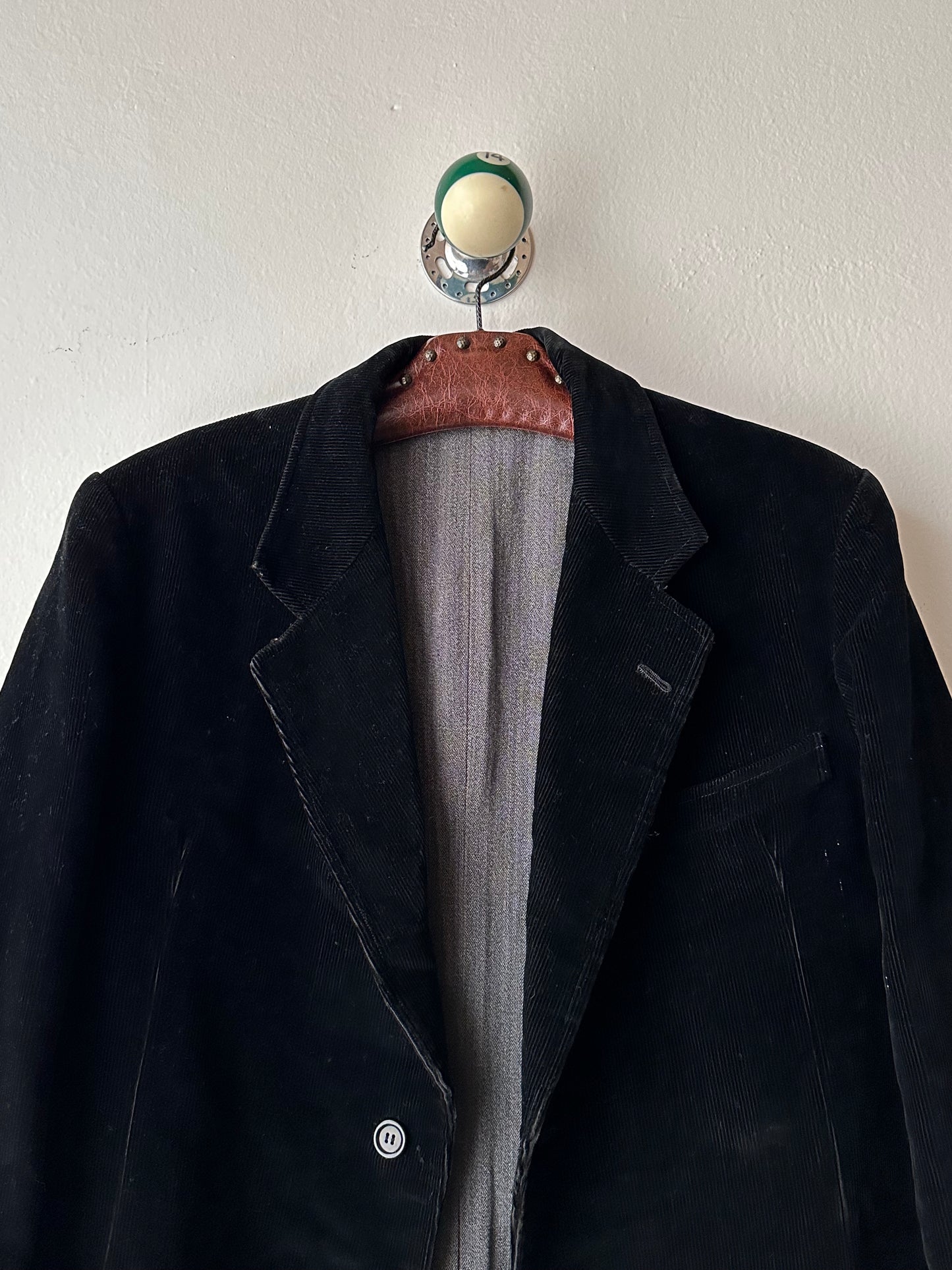 1950s French black corduroy tailored jacket