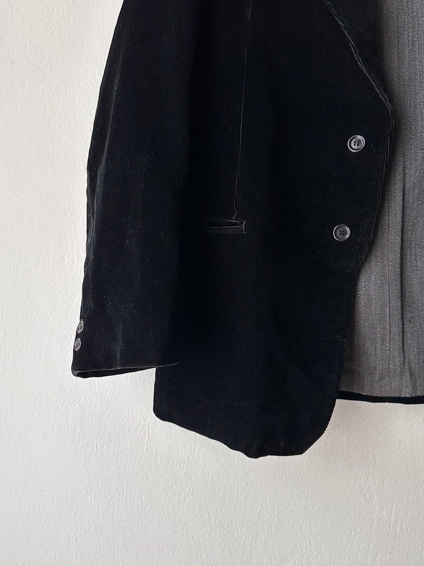 1950s French black corduroy tailored jacket