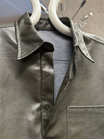 Leather pullover smock レザー スモック プルオーバー Toto Vintage store Vintage clothing Praha Prague プラハ 古着屋 古着 ユーロ古着 ヨーロッパ古着 古着卸 フランス買い付け