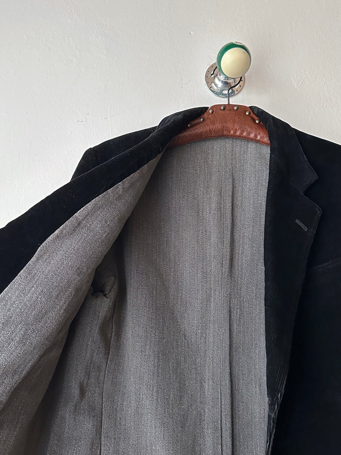 1950s French black corduroy tailored jacket