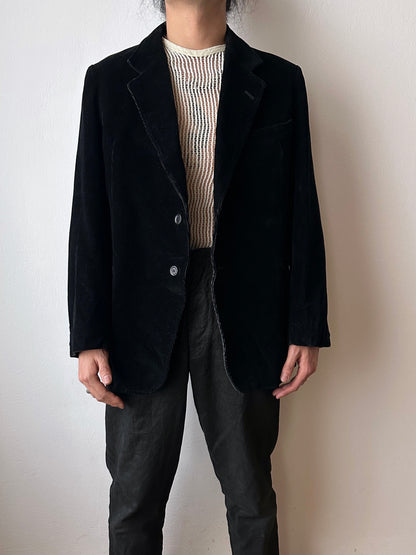 1950s French black corduroy tailored jacket
