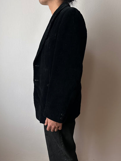 1950s French black corduroy tailored jacket