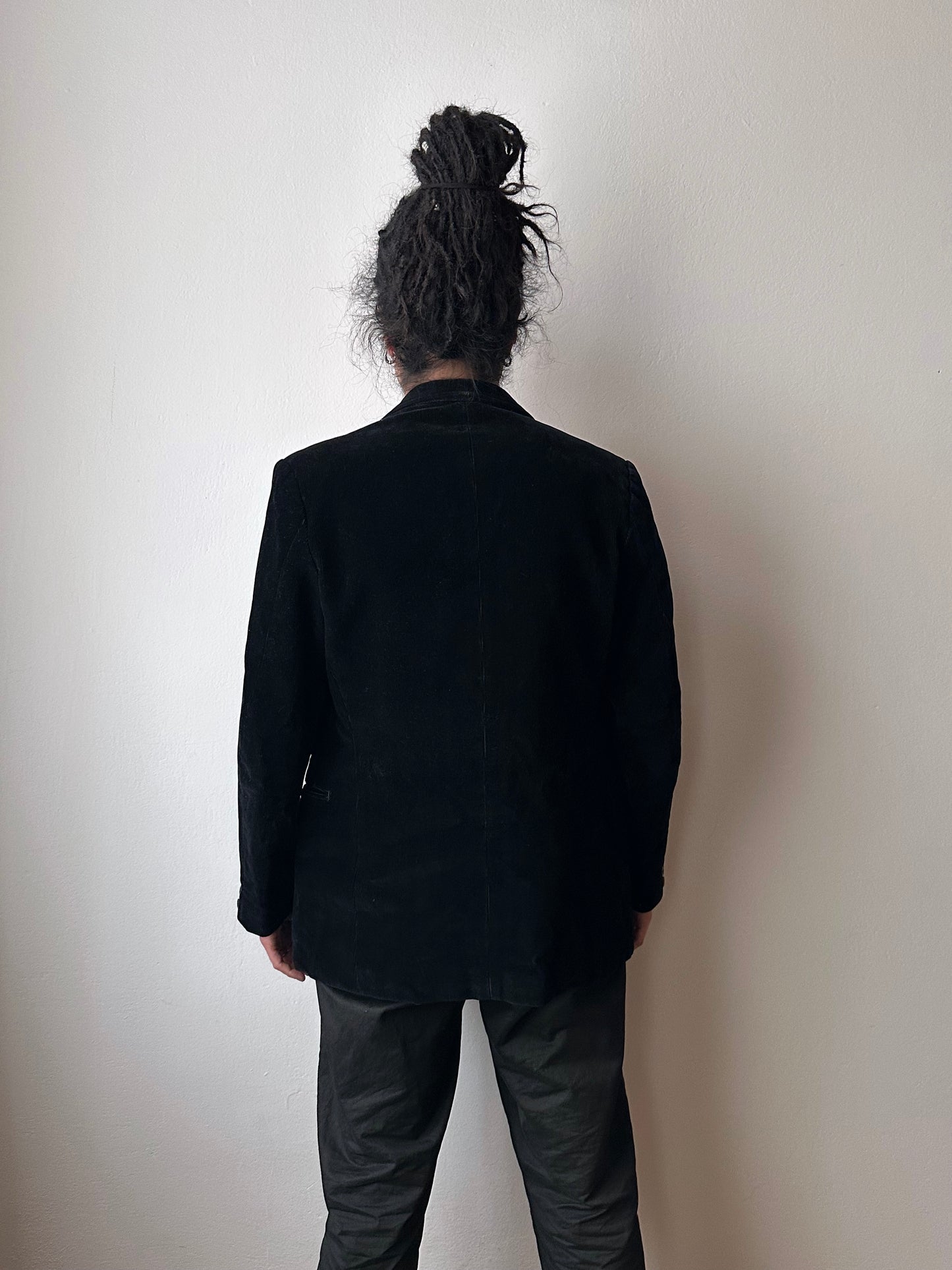 1950s French black corduroy tailored jacket