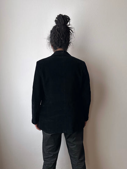 1950s French black corduroy tailored jacket