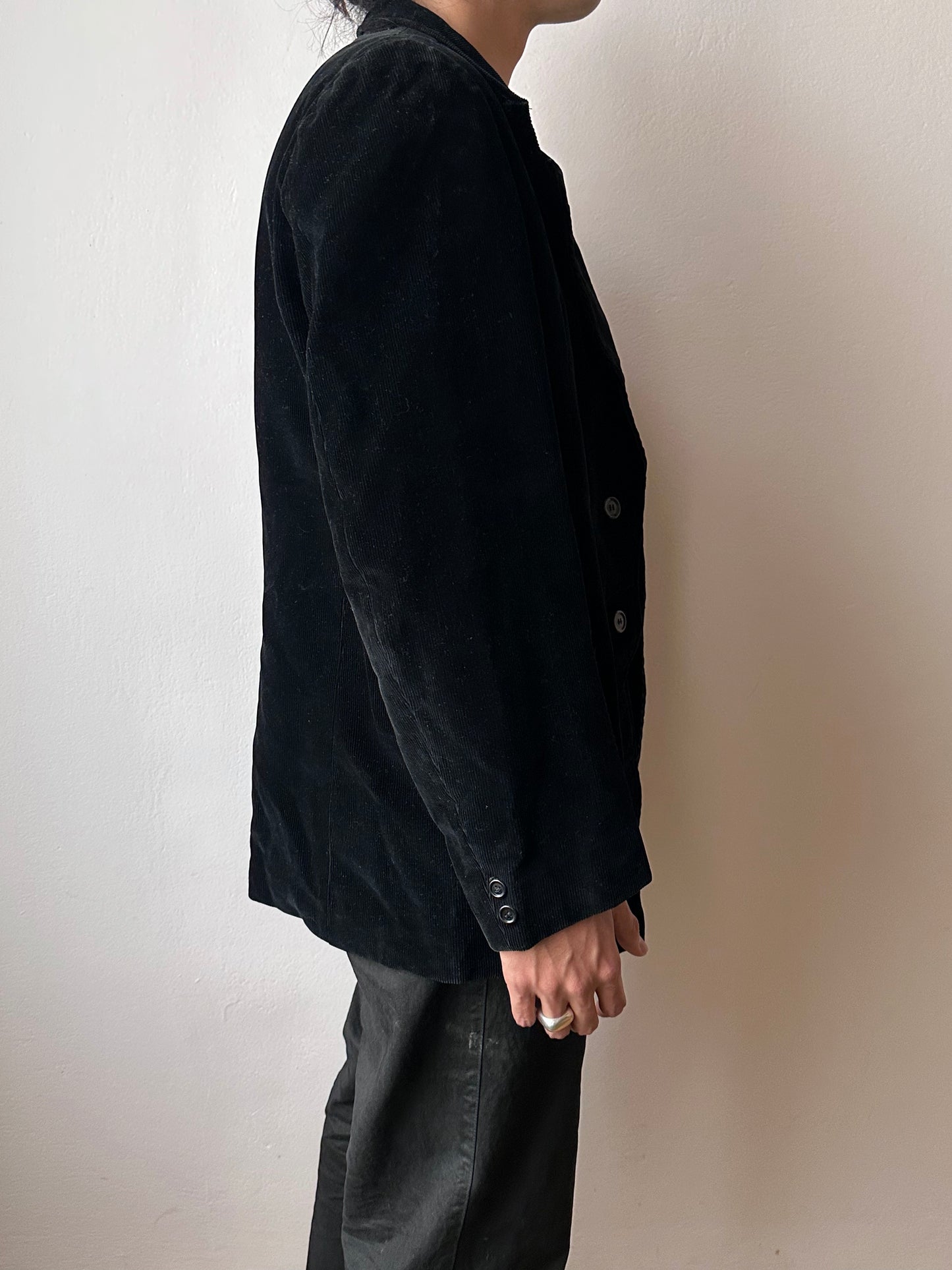 1950s French black corduroy tailored jacket