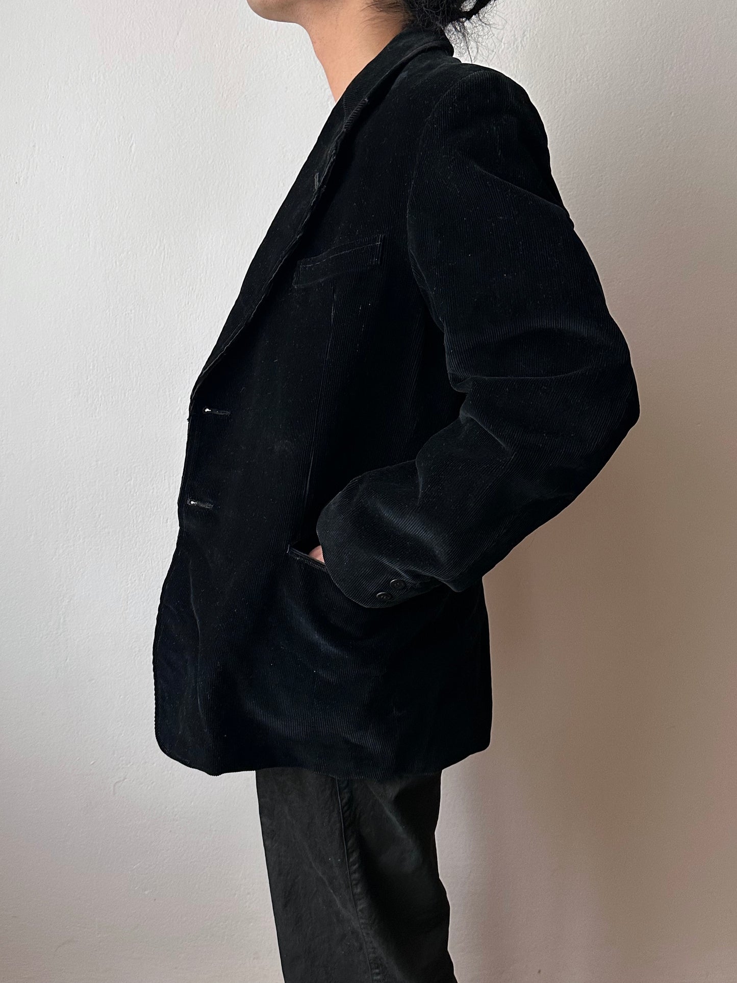 1950s French black corduroy tailored jacket