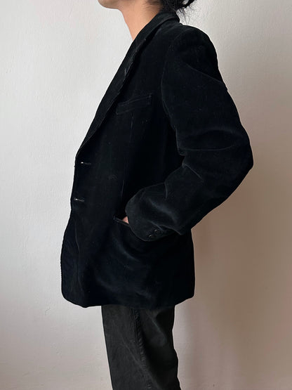1950s French black corduroy tailored jacket