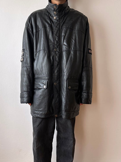 90s Adidas Olympic centennial collection Leather coat