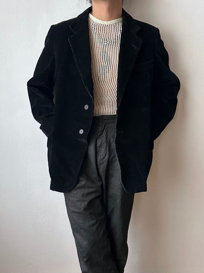 1950s French black corduroy tailored jacket