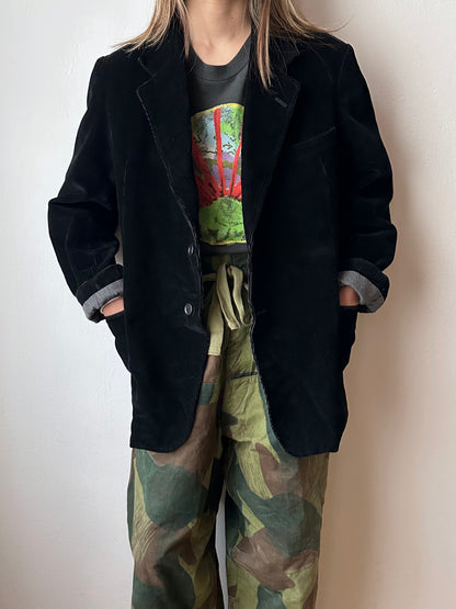 1950s French black corduroy tailored jacket