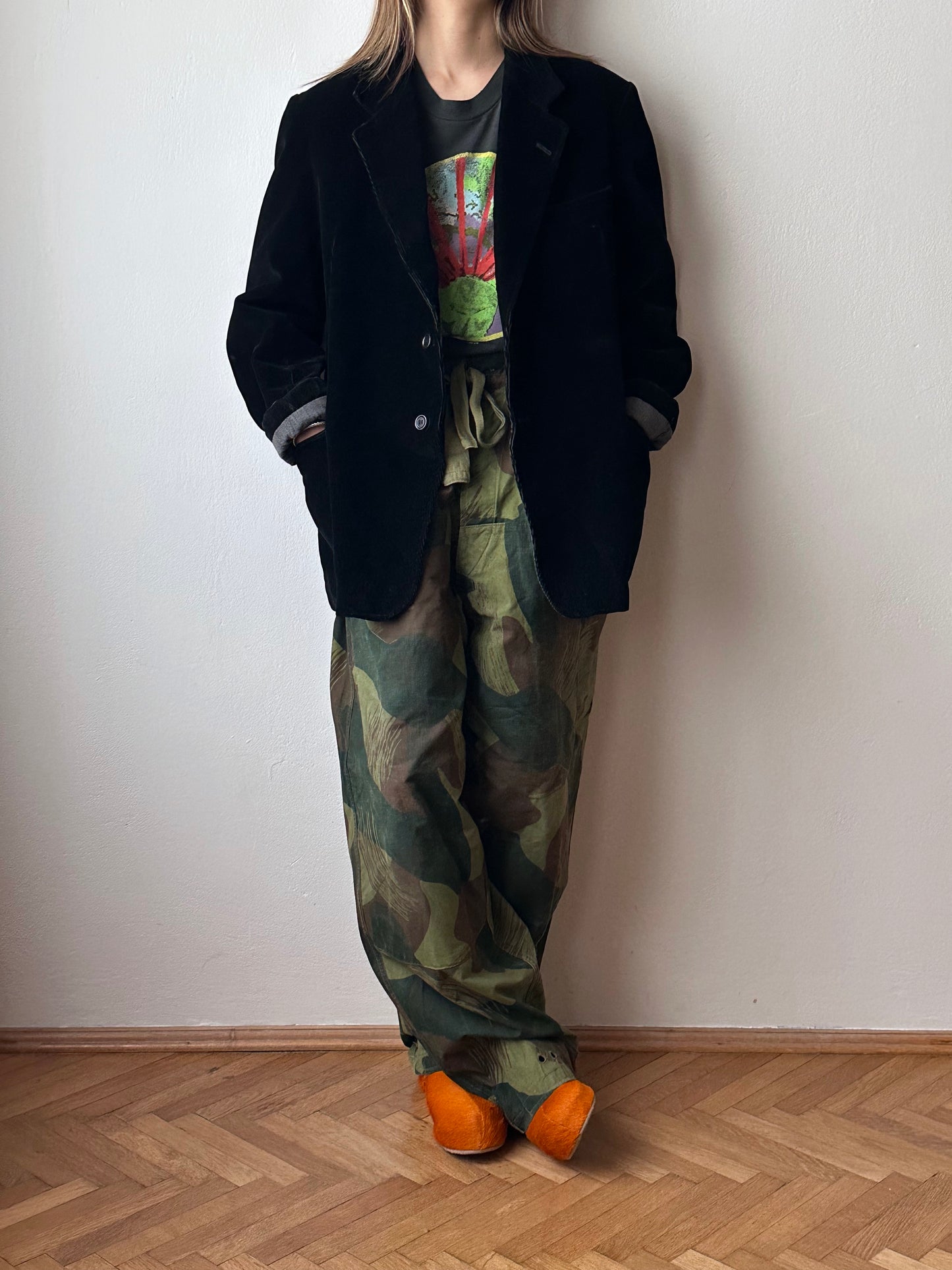 1950s French black corduroy tailored jacket