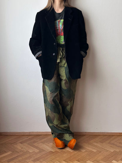 1950s French black corduroy tailored jacket