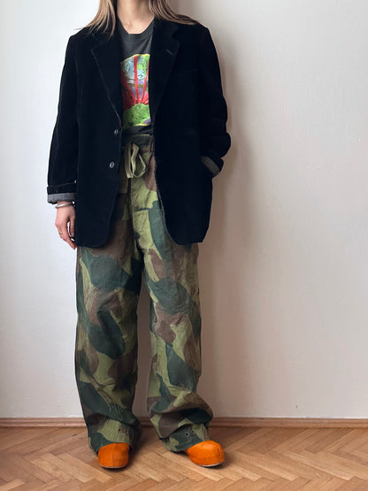 1950s French black corduroy tailored jacket